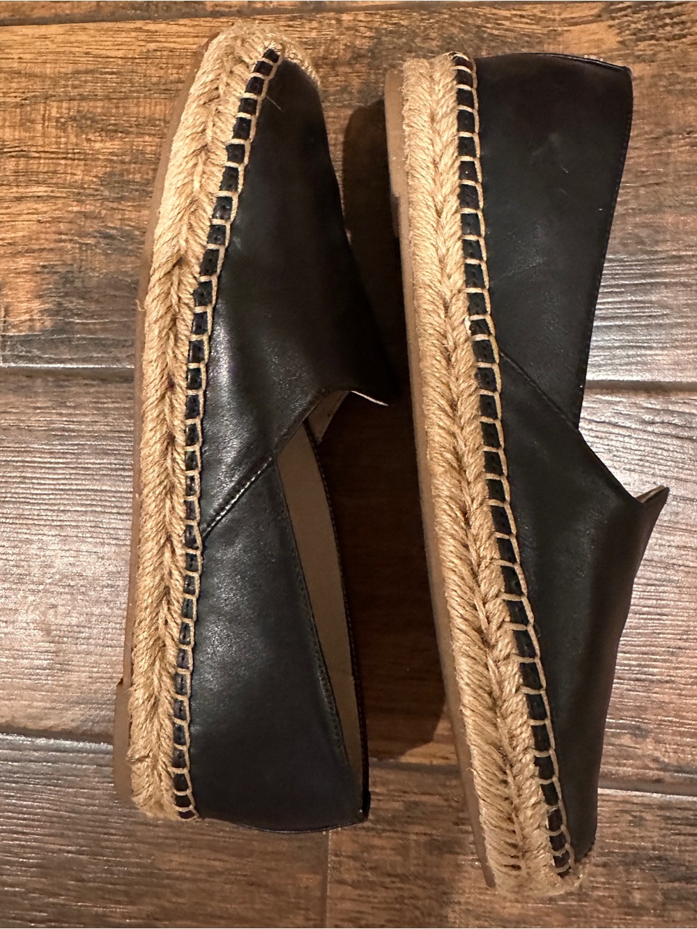 Sam Edelman Black Leather Espadrille Slip-Ons